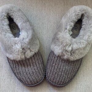 UGG New Women Size 10 #S6HT79V76C9QT8B Wrin Rib-Knit Heather Gray Slippers